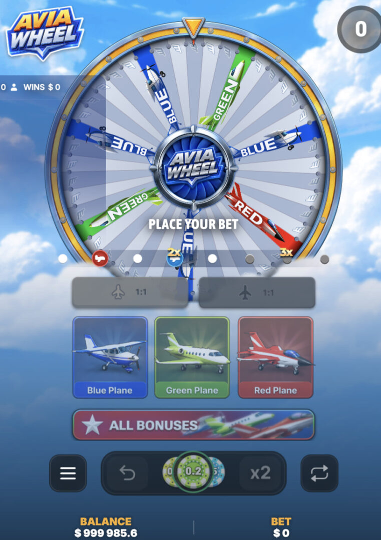 Avia Wheel gra aplikacja bonus za darmo – pionowy ekran telefonu z komunikatem Place your bet i przyciskami x2 oraz Repeat